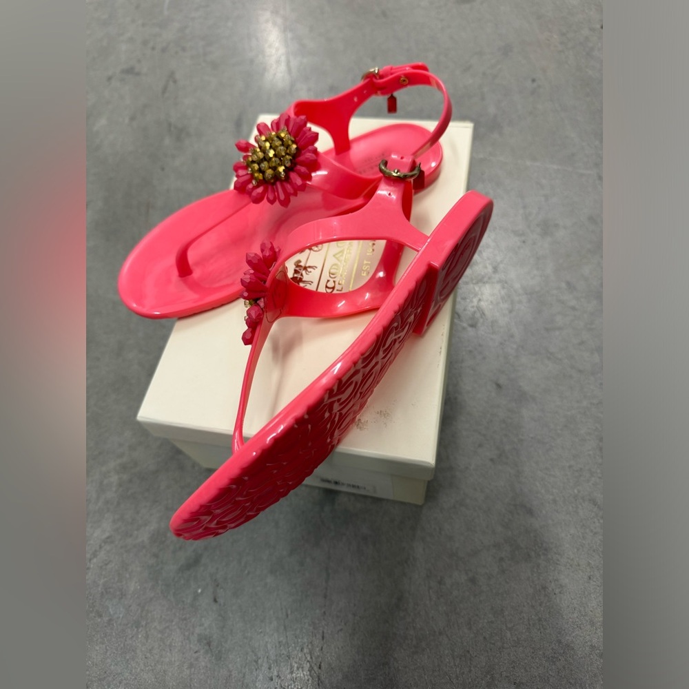 NIB Coach Hilda Jelly Pearlized Coral Pink Beaded Sandal size 8b - Picture 5 of 6
